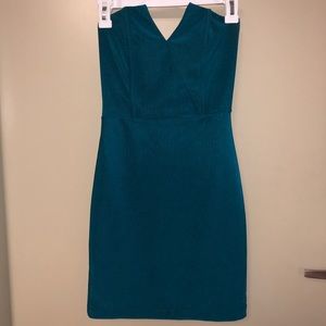 Blue green strapless dress